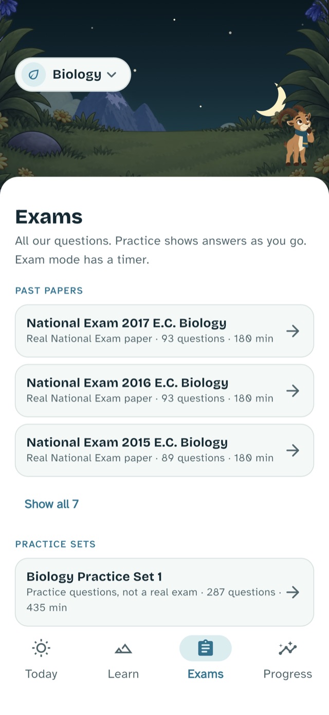 Past National Exam papers in ETPrep